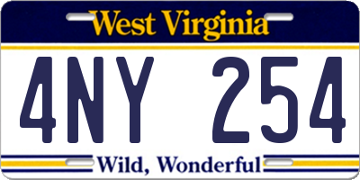 WV license plate 4NY254