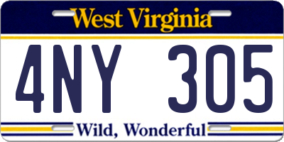 WV license plate 4NY305