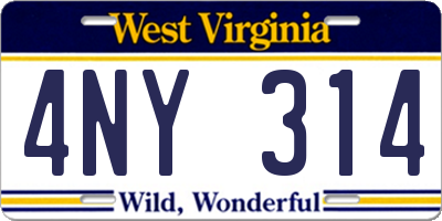 WV license plate 4NY314