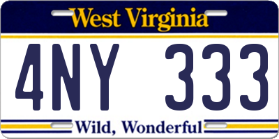WV license plate 4NY333