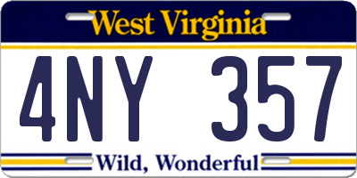 WV license plate 4NY357