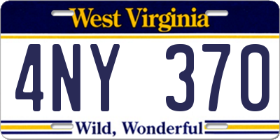 WV license plate 4NY370