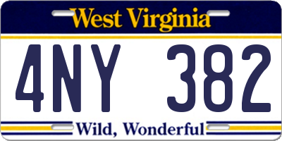 WV license plate 4NY382