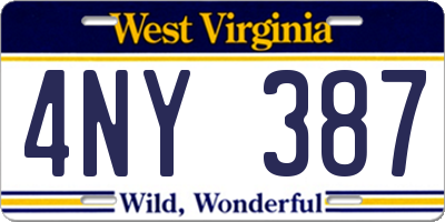 WV license plate 4NY387