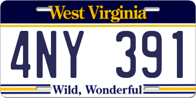 WV license plate 4NY391