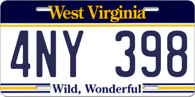WV license plate 4NY398