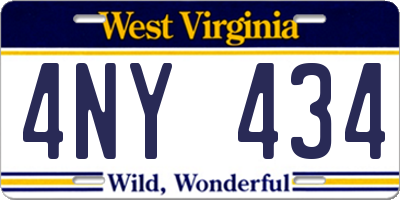 WV license plate 4NY434