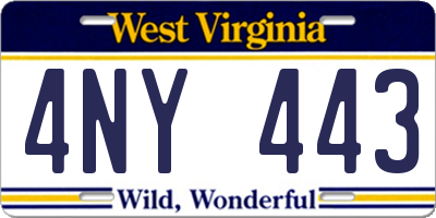 WV license plate 4NY443