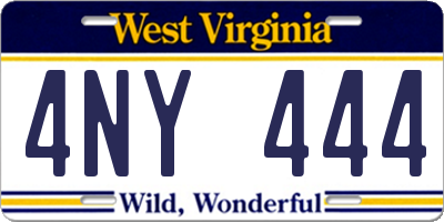 WV license plate 4NY444