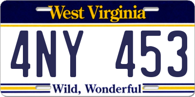 WV license plate 4NY453