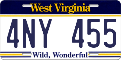 WV license plate 4NY455