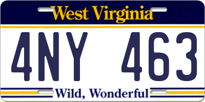 WV license plate 4NY463