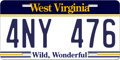 WV license plate 4NY476