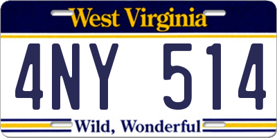 WV license plate 4NY514