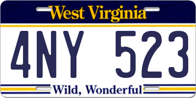 WV license plate 4NY523