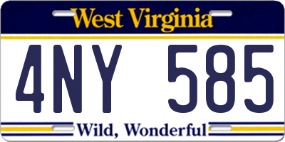 WV license plate 4NY585