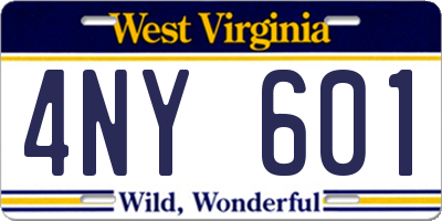 WV license plate 4NY601