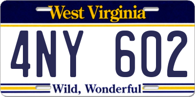 WV license plate 4NY602