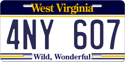 WV license plate 4NY607