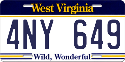 WV license plate 4NY649