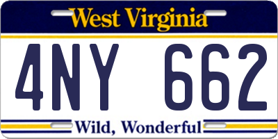 WV license plate 4NY662