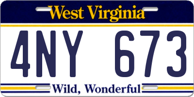 WV license plate 4NY673