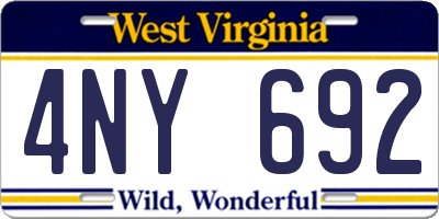 WV license plate 4NY692