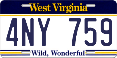WV license plate 4NY759