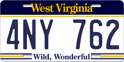WV license plate 4NY762