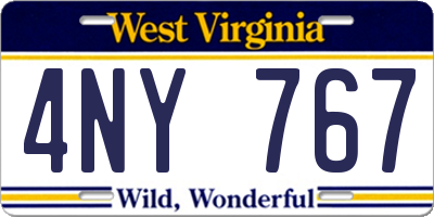 WV license plate 4NY767