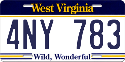 WV license plate 4NY783