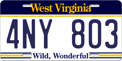 WV license plate 4NY803