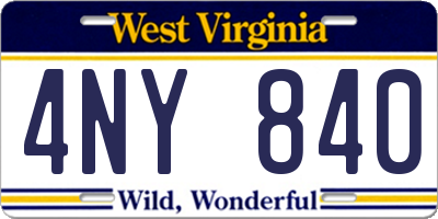 WV license plate 4NY840