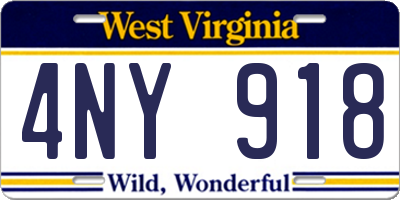 WV license plate 4NY918