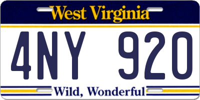 WV license plate 4NY920