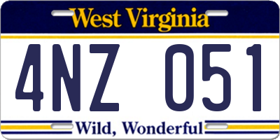 WV license plate 4NZ051