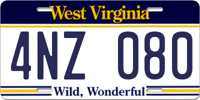 WV license plate 4NZ080
