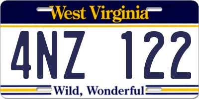 WV license plate 4NZ122