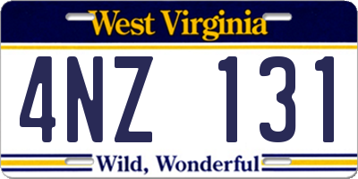 WV license plate 4NZ131
