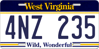 WV license plate 4NZ235