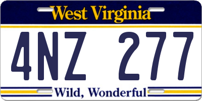 WV license plate 4NZ277