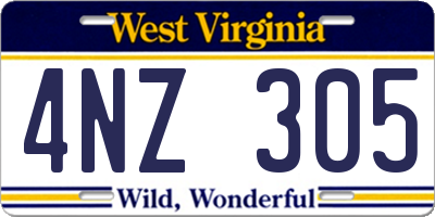 WV license plate 4NZ305