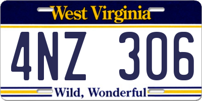 WV license plate 4NZ306