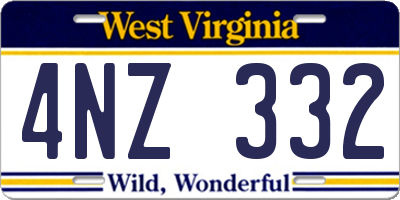 WV license plate 4NZ332