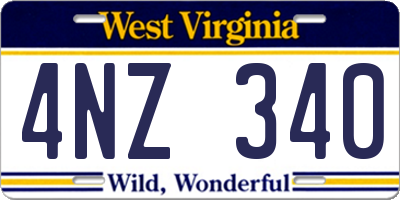 WV license plate 4NZ340