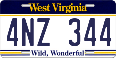 WV license plate 4NZ344
