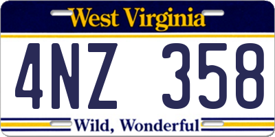 WV license plate 4NZ358