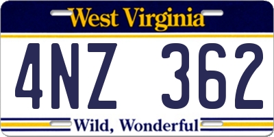 WV license plate 4NZ362