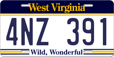 WV license plate 4NZ391