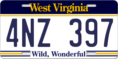WV license plate 4NZ397